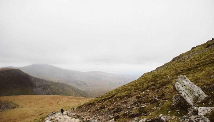 View of Canadian cityscape from arriving airplane window