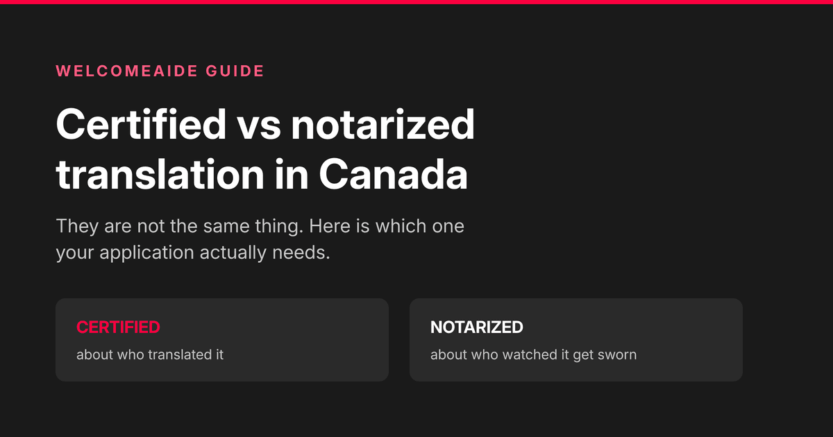 Certified versus notarized translation in Canada guide cover